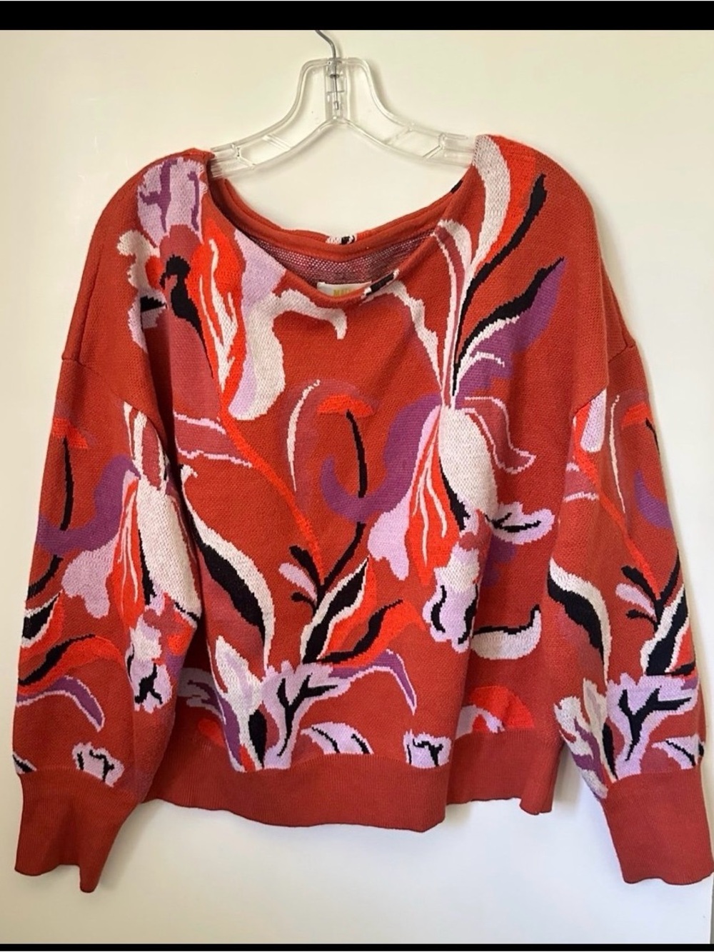 Maeve Anthropologie Floral boat neck sweater~XL